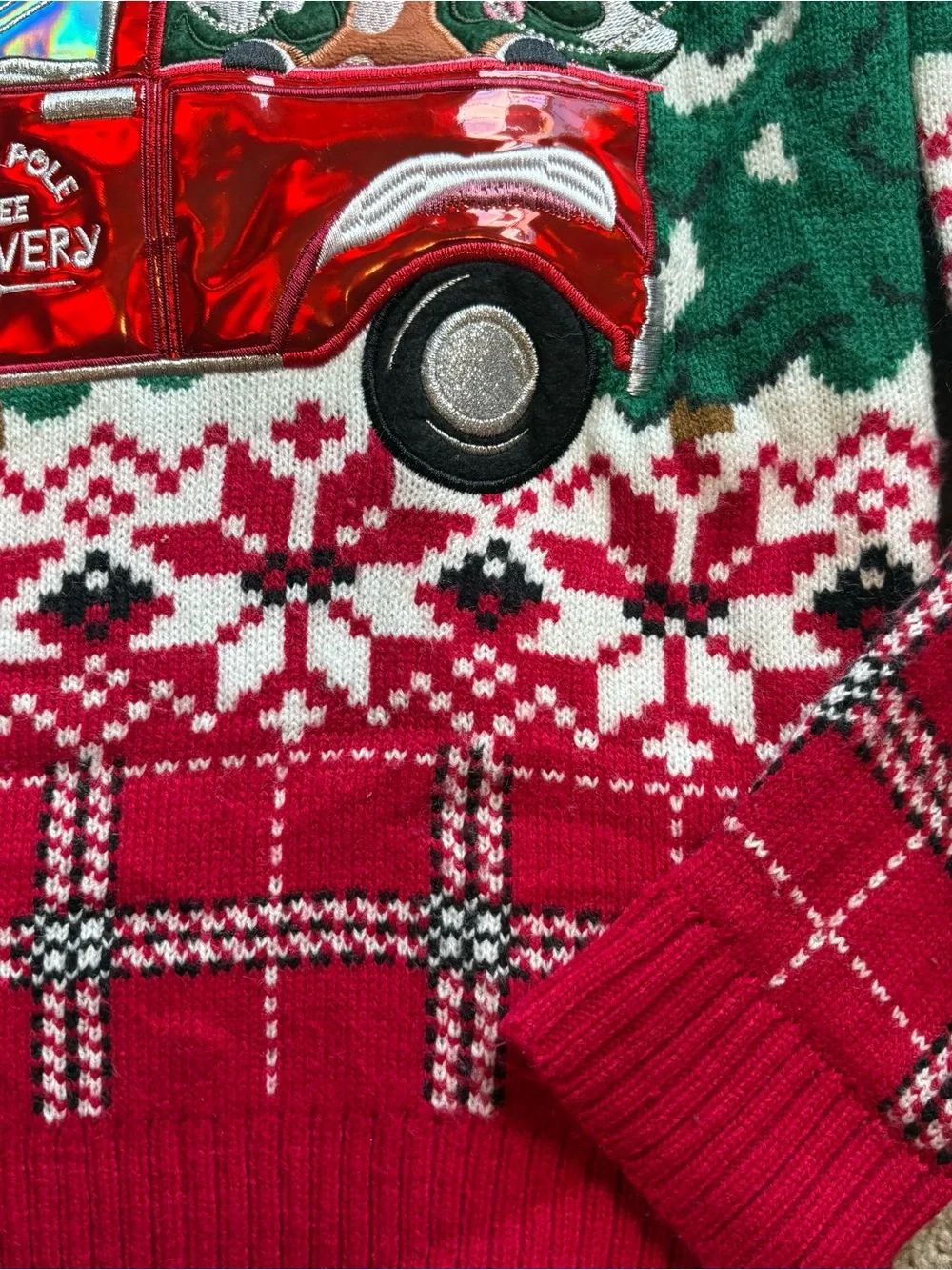 Rudolph Red Nosed Reindeer Red Truck Fair Isle Sweater Small Christmas Ugly